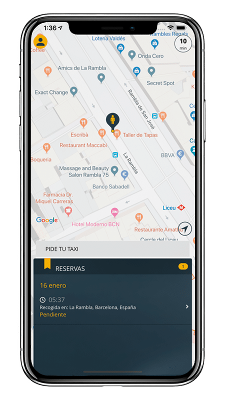 Ntaxi - captura de pantalla de la aplicación